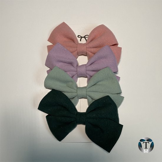 Haarstrikjes | Haarspeldjes | Set van 4 stuks | 8 cm | Kinderen | Peuter | Baby | Katoen | Haarclipjes | Meisje | Kraamcadeautje | Haar Accessoires | Handgemaakt | TheOldOmen