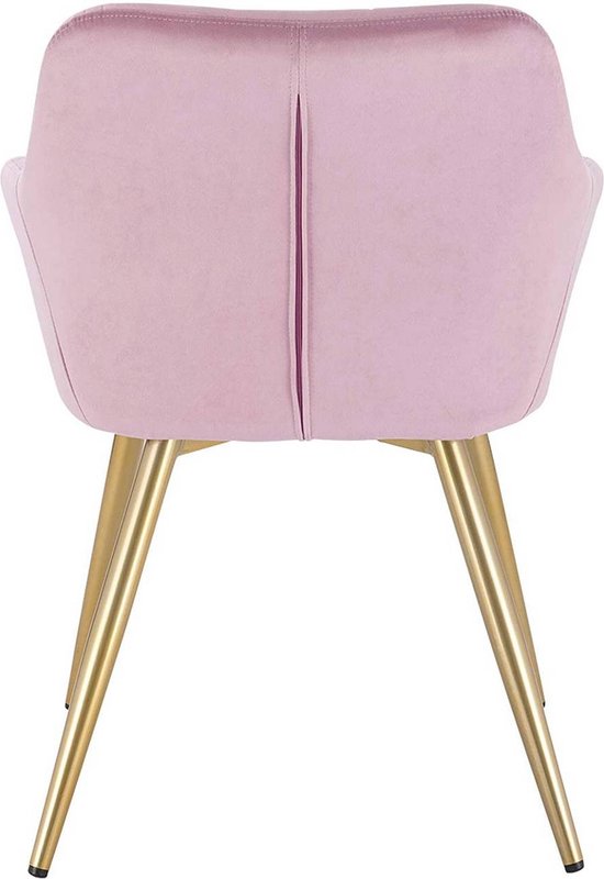 CLP Eetkamerstoel Emia zwart Frame - Fluweel - roze | Leen Bakker