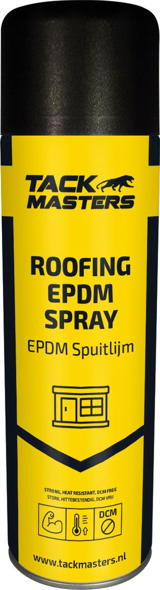 Tackmasters ® Lijmspray - Spuitlijm - Verspuitbare contactlijm - 500ml spuitbus - Roofing spray - EPDM spuitlijm - EPDM lijm - Dakbedekking lijmen - Daklijm