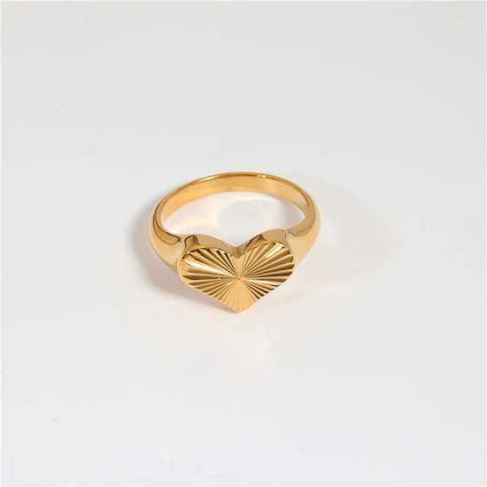 Ring hartje - 18k goud - Damesring - ringparty - Valentijn - Cadeautje voor haar