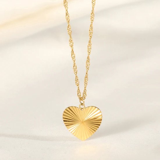 Ketting hartje - 18k goud - Damesketting - RVS - Valentijn - cadeautje voor haar