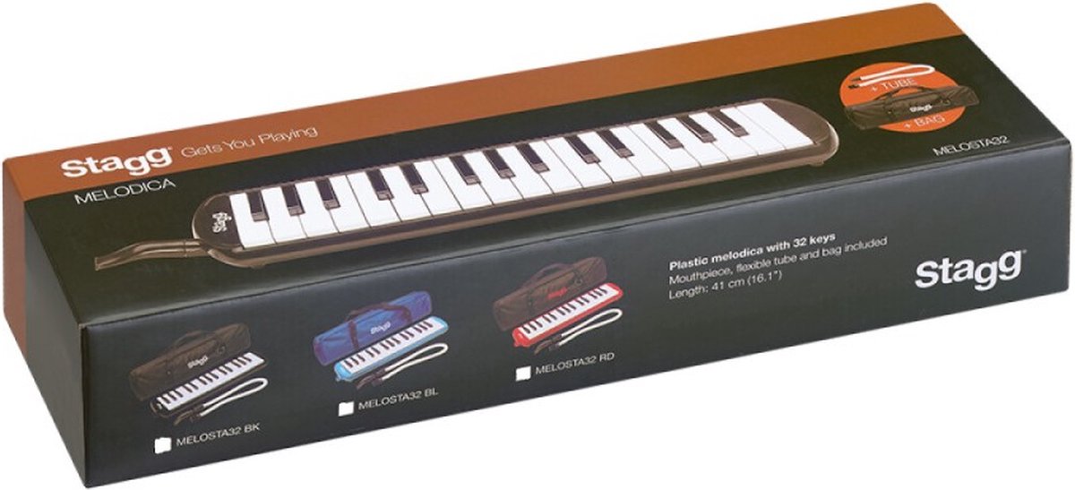 Stagg MELOSTA32BL Mélodica 32 Touches Bleue Avec Étui, Embouchure Et Tube Flexible