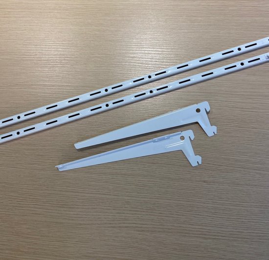 Set 2 Rail Mural 100 Cm 4x Porteur 28 Cm 2x Porteur 38cm Blanc set-2-rail-mural-100-cm-4x-porteur-28-cm-2x-porteur-38cm-blanc
