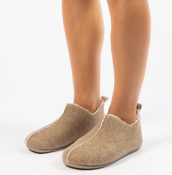 Manfield - Femme - Chaussons beiges - Taille 36