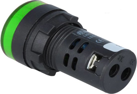 Akozon 10 Spie Luminose A LED Con Attacco Filettato 22mm, AC/DC 24V, Colore Verde, IP65