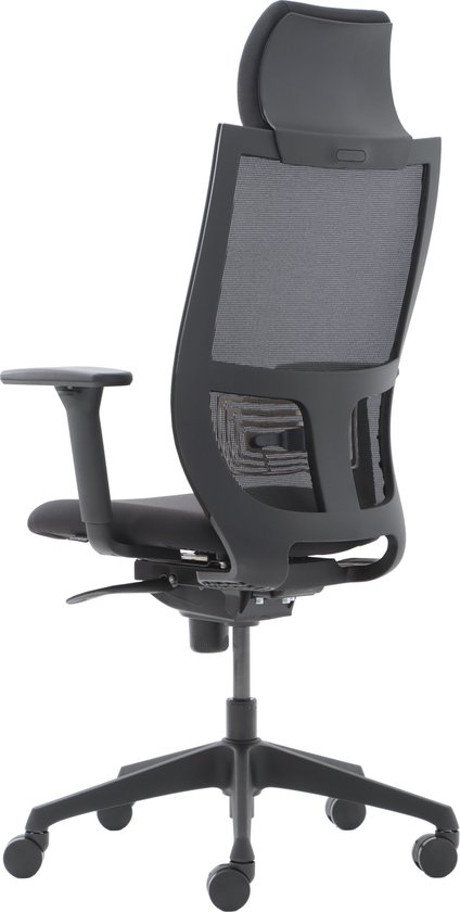 Chaise de bureau Euroseats Curve avec appui-tête et base en plastique noir. Conforme aux normes NEN EN 1335