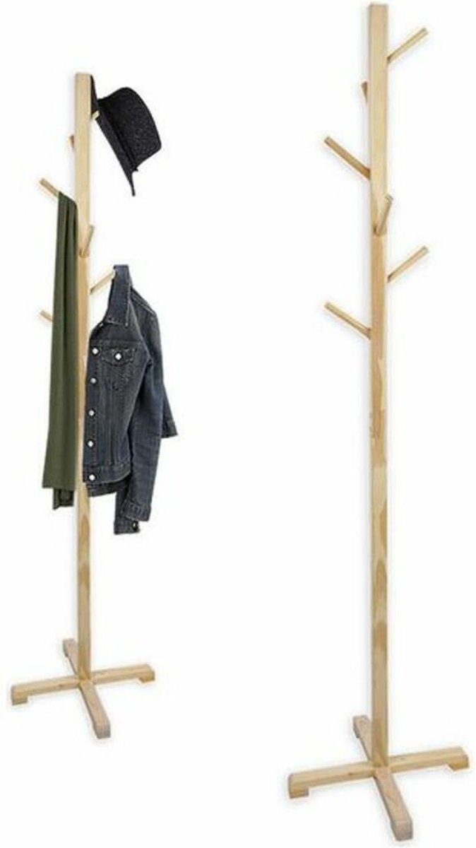 Confortime - Houten kapstok - Wit - 45x45x176 cm