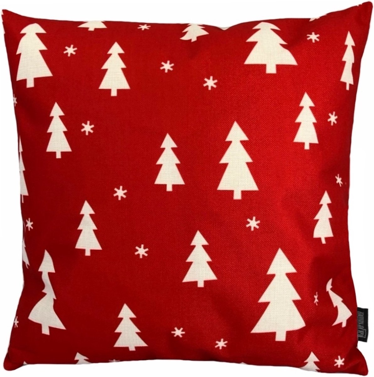 Gek op Kussens! Sierkussen Kerstbomen | 45 x 45 cm | Katoen/Linnen Beige-Rood