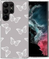 iMoshion Hoesje Geschikt voor Samsung Galaxy S23 Ultra Hoesje Siliconen - iMoshion Design hoesje - Grijs / Butterfly