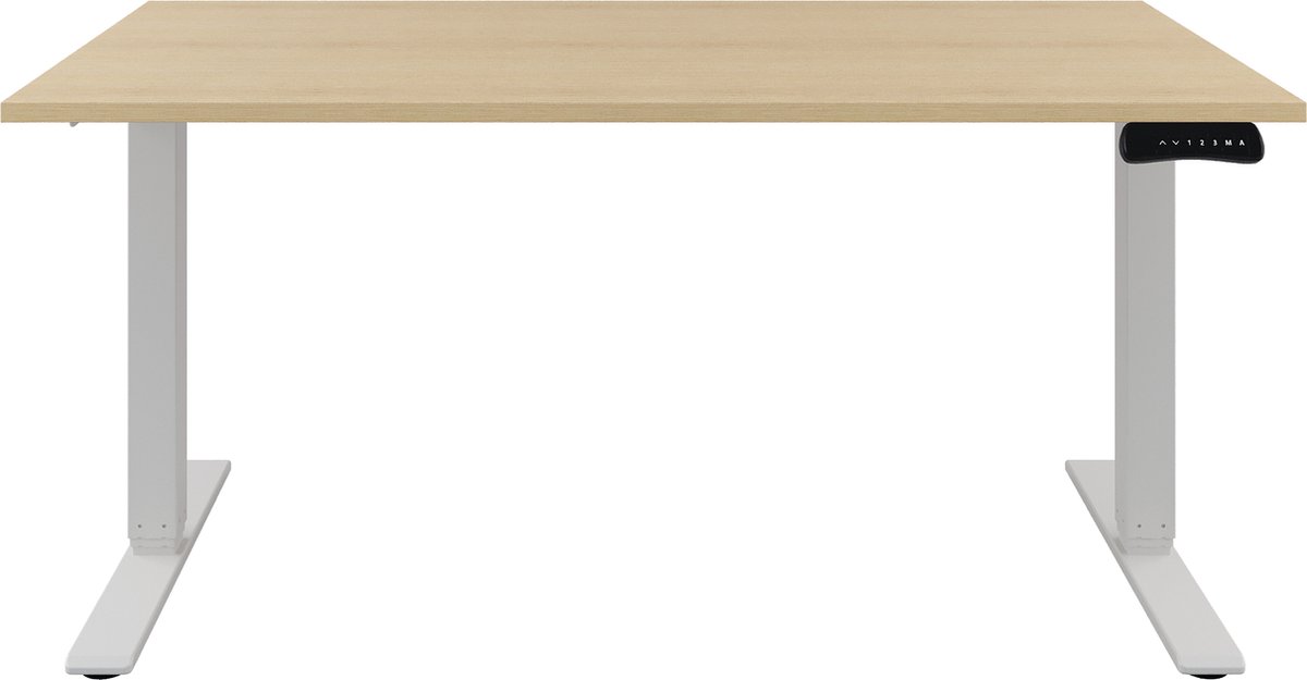 Zit sta Bureau - Verstelbaar bureau  120 x 80 cm  Wild peren bureaublad - Wit onderstel - 2 motoren-- blad- onderstel- x80