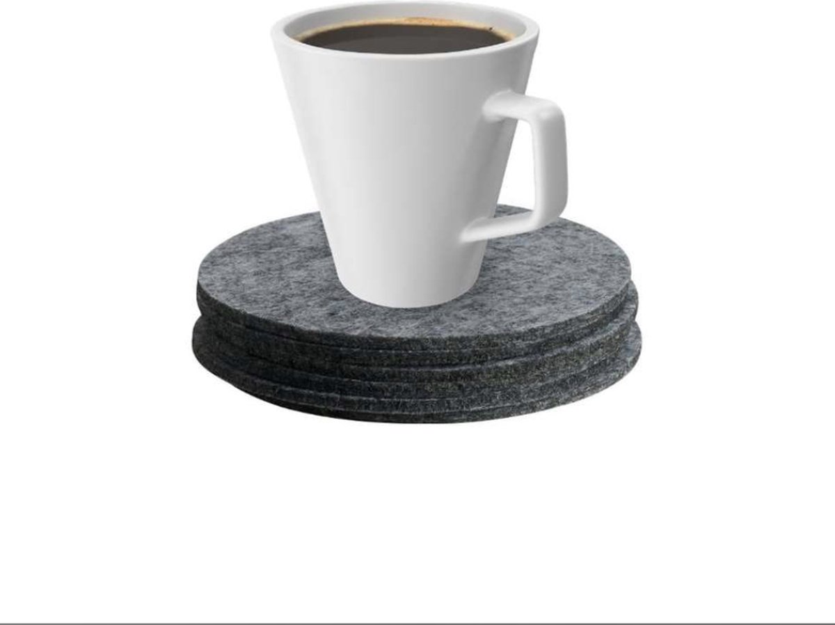 Onderzetters voor glazen - Vilt - Set van 6 - Grijze Onderzetters - 10 cm - Onderzetter Vilt - Home and Living — cadeau in Wonen & Interieur - foto 4