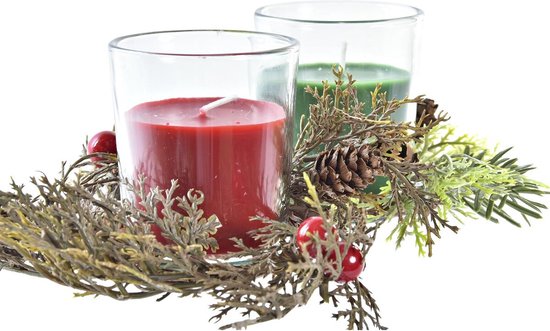 Kaarsenset DKD Home Decor Kerstmis (5,5 x 5,5 x 6 cm) (2 Stuks)