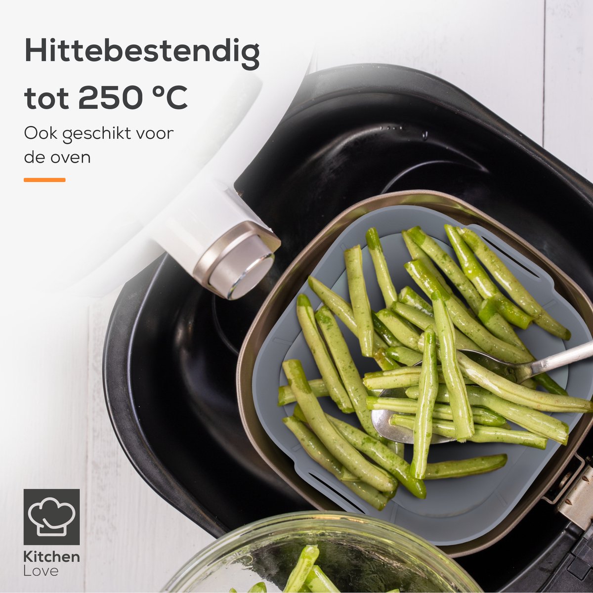KitchenLove Airfryer Bakjes Siliconen XL - 2 Stuks - Vierkant Mandje - Bakpapier Alternatief - Accessoires - BPA Vrij - 20CM — afbeelding 5