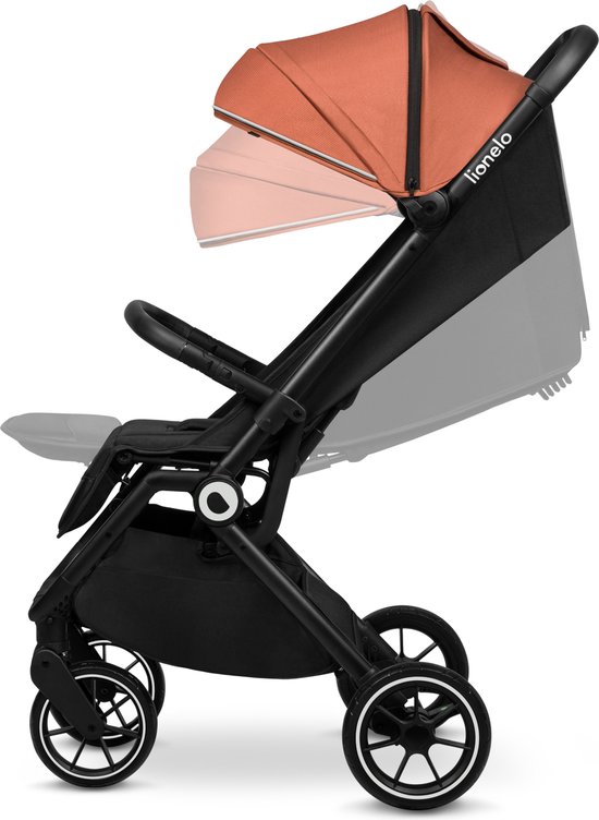 Lionelo Buggy Cloe - Kinderwagen Premium + - tot 22 kg - verstelbare rugleuning - 5-punts veiligheidsgordels - grote zwenkwielen - klamboe - bekerhouder - lichtgewicht - compact - waterdicht van LIONELO — afbeelding 5