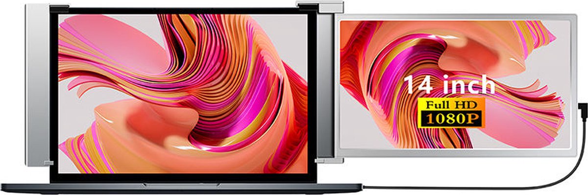 Lipa S14 14 inch portable monitor - Ook voor Windows en MacOS - Extra beeldscherm laptop - Draagbaar scherm - Computerscherm - Beeldscherm - Plug & Play - HDR- Freesync - Usb c en HDMI - Laptop: 14