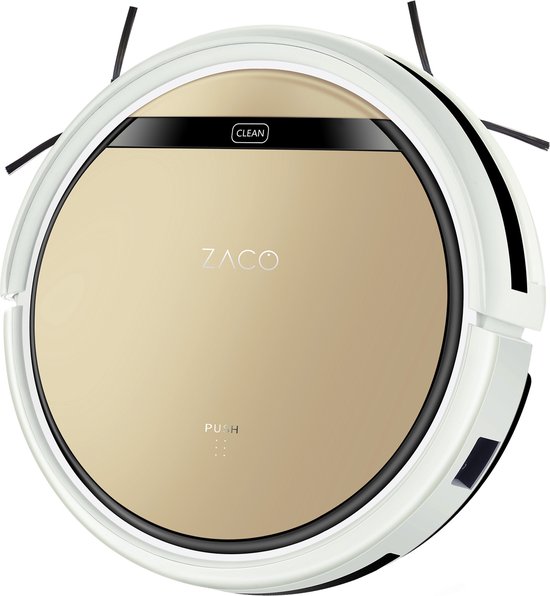 ZACO V5sPro - stofzuigrobot - met dweilfunctie - met laadstation - dweilrobot - automatisch stofzuigen - voor harde vloeren, parket, laminaat, tegels valbeveiliging - zakloos - 60db - Goud
