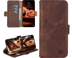 Bouletta geschikt voor Samsung S23 lederen BookCase hoesje - Antic Coffee