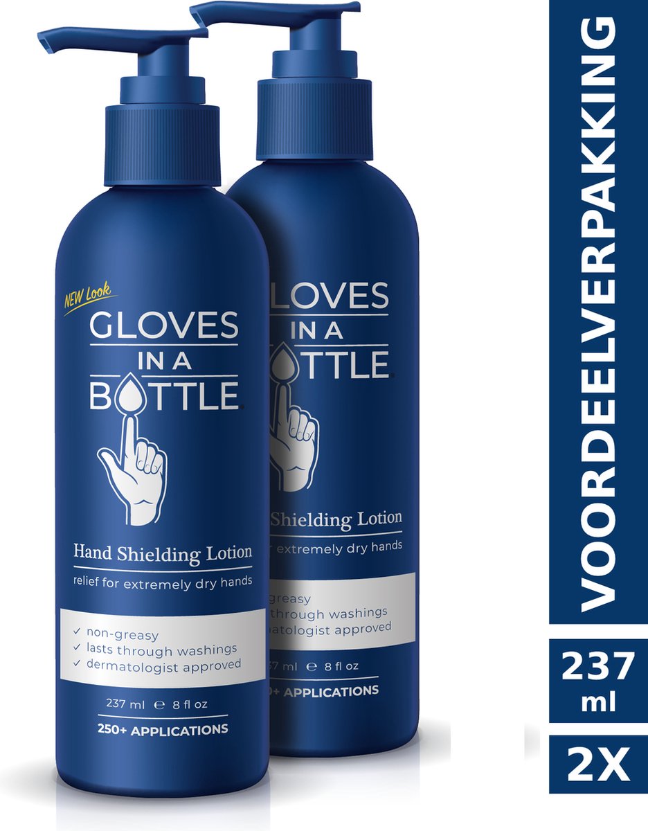 Gloves In A Bottle (GIAB) | Beschermende, hydraterende, herstellende Lotion | Droge, Schrale, Geïrriteerde Huid | Voordeelverpakking 2 x 237 ml