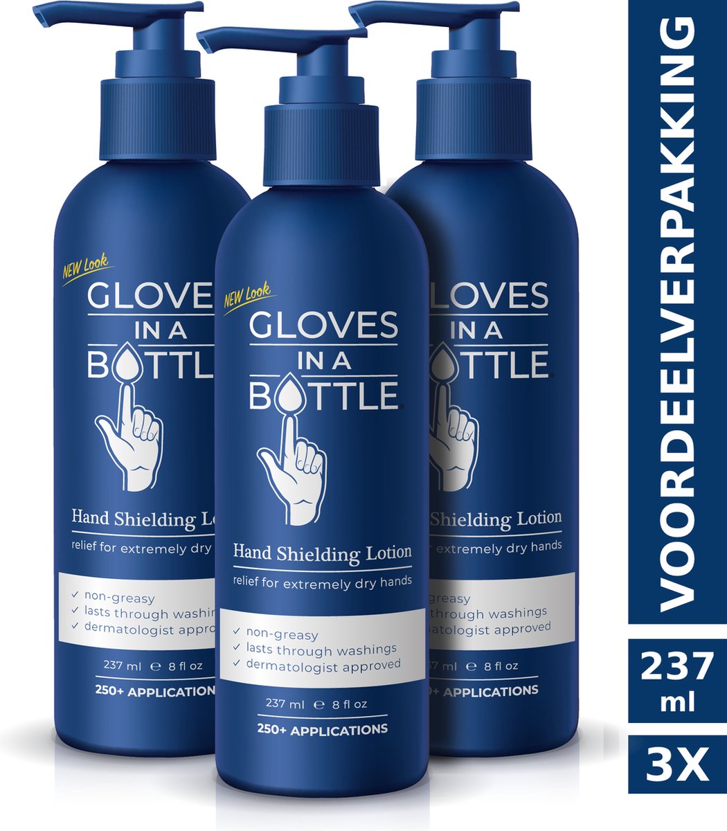 Gloves In A Bottle (GIAB) | Beschermende, hydraterende, herstellende Lotion | Droge, Schrale, Geïrriteerde Huid | Voordeelverpakking 3 x 237 ml