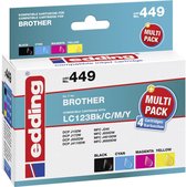 Edding Inkt vervangt Brother LC-123 Compatibel Combipack Zwart, Cyaan, Magenta, Geel edding 449 EDD-449