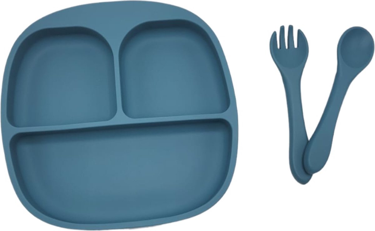 Goedkoopste Dinerset - Kinderserviesset - 3 delig kinderserviesset - Siliconen - diner - Bestek - Kinderbestek - kinderservies - kraamcadeau - baby - kind - servies - babyservies - eten - drinken - dinerset - diner - kraampakket - Beige