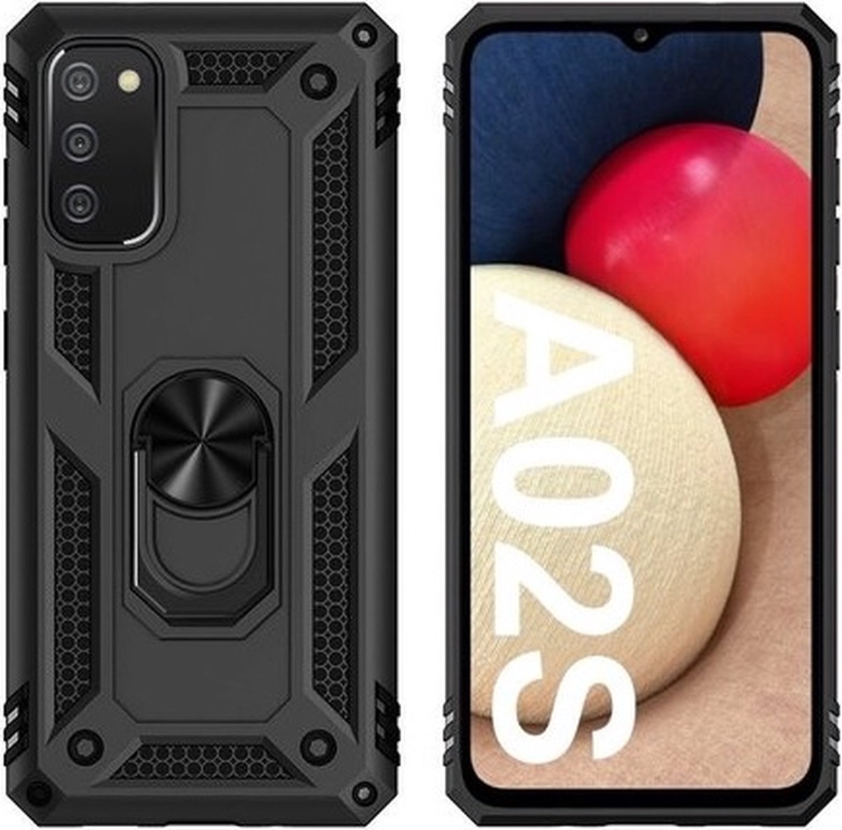 Samsung A02s Hybrid Armor Anti Shock Hoesje Zwart