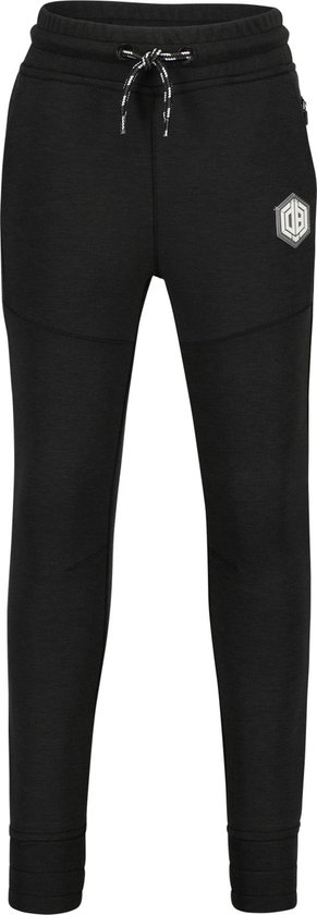 Zwarte joggingbroek met trekkoord in de taille en het zeshoekige Vingino-logo op het bovenbeen.