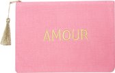 Make-Up tas - Amour Roze | Toilettas | 22 x 16 cm | Katoen | Fashion Favorite