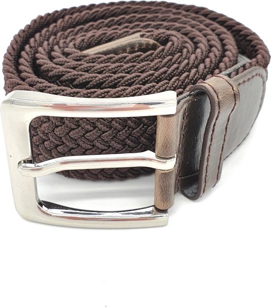 Elastische Elastiek Riem Stretch Extra lang. Totale lengte 140 cm. Met extra Rek 15 cm. Kleur bruin