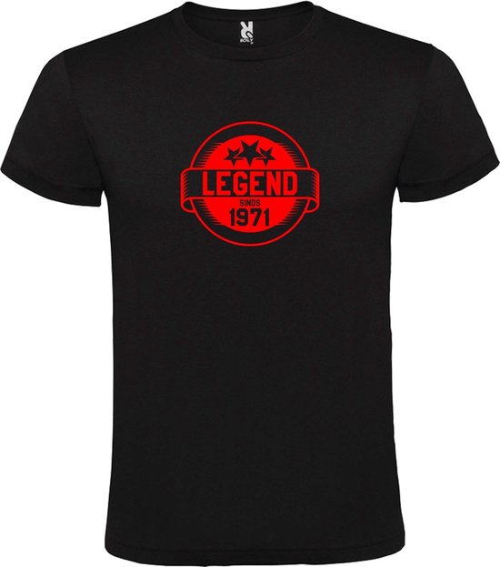 Zwart T-Shirt met “Legend sinds 1971 “ Afbeelding Rood Size XXL