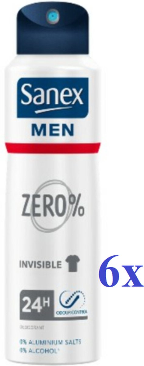 Sanex Deo Spray - Men Zero% Invisible - 6 x 200ml - Voordeelverpakking