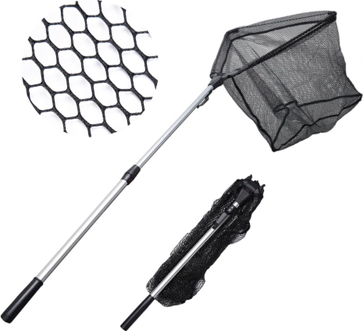 Schepnet Schepnet Opvouwbaar Aluminium - zwart/grijs - 170cm | bol.com