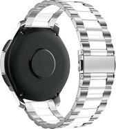 Strap-it Steel link strap 20mm - Bracelet en acier inoxydable adapté pour Xiaomi Amazfit GTS 1-2-3-4 / Bip / Bip Lite / Bip S / Bip U Pro / GTR 42mm - Huawei Watch GT 2 42mm / GT 3 42mm / GT 3 Pro 43mm - argent/blanc