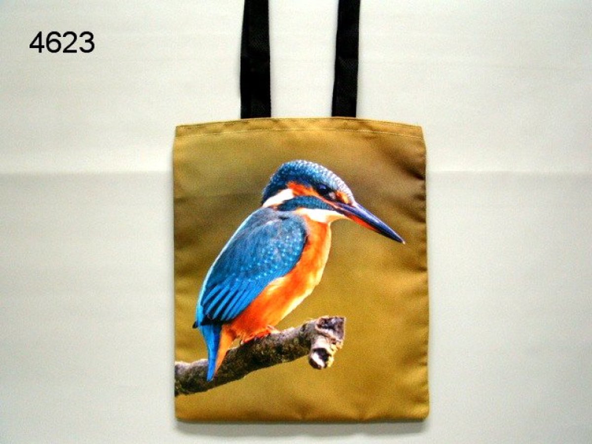 Boodschappentas IJsvogel – 39 x 34 cm – Katoen – Tweezijdig Bedrukt