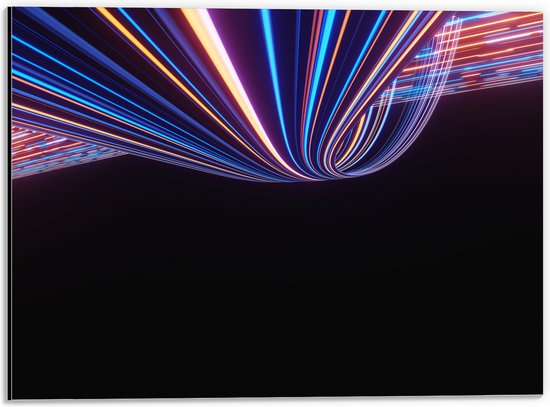 Dibond - Abstracte Neonkleurige Lijnen - 40x30 cm Foto op Aluminium (Met Ophangsysteem)