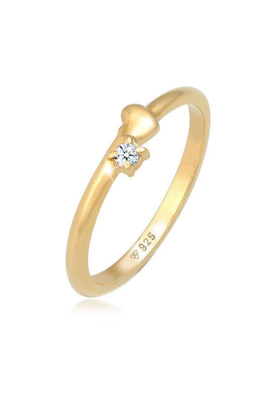 Diamond Luxury 14 karaat geelgouden oorknoppen hart met diamant 0,03ct voor dames | -NL