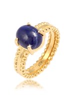 Elli PREMIUM Dames Ring Dames Bandring Elegant met Lapis Lazuli Edelsteen van verguld 925 Sterling Zilver