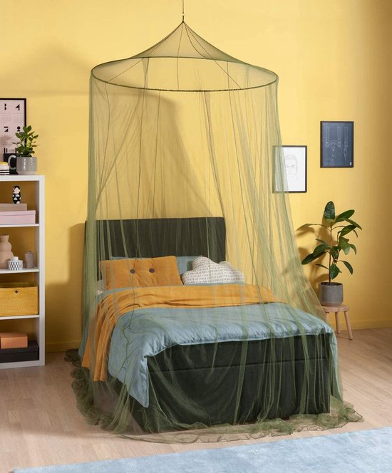 Relaxdays klamboe tent, pop up, 150 x 150 x 200 cm, muskietennet voor bed, reis, muggentent, opvouwbaar, wit-turquoise