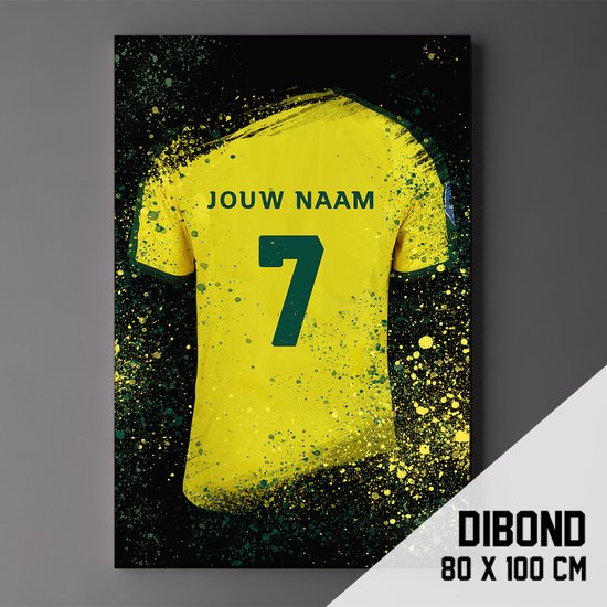 Fortuna Sittard - Poster - Schilderij - Voetbal Shirt Op Dibond 80 x 100 cm + ophangsysteem (gepersonaliseerd, naam + nummer)