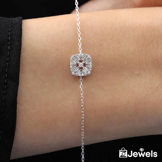 OZ Jewels Zilveren Armband met Vierkante Zirkonium Design - Accessoires - Liefdessieraden - Valentijnsdag - Cadeau - Moederdag - Sieraden Dames - In mooie geschenkverpakking