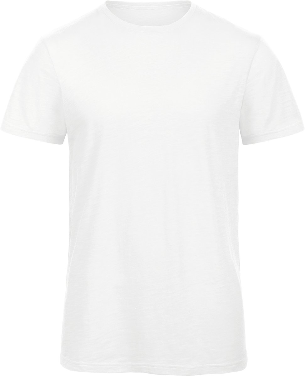 Organic Inspire Slub /men T-shirt B&C Collectie Chic Wit Maat S