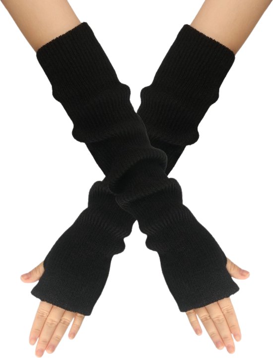 Winkrs -Lange Vingerloze Handschoen - Thermisch 50CM - Zwart