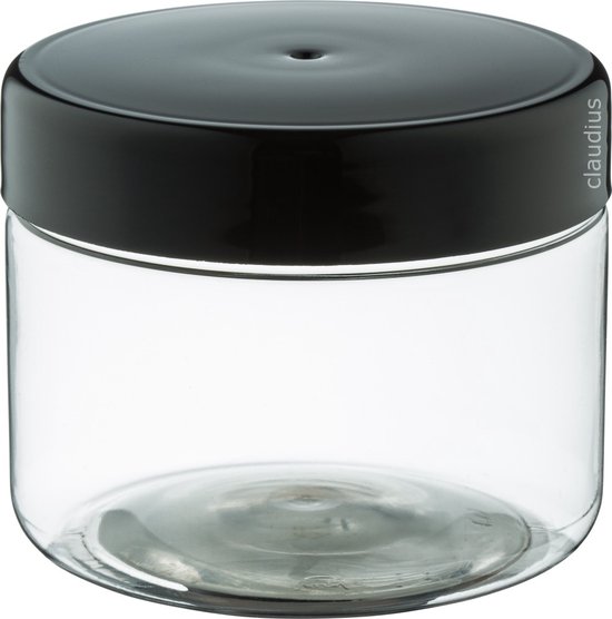 Eén Transparante Plastic Pot * Ronde PET Containers met Zwarte Schroefdeksels, Herbruikbare Lege Bewaar Potten met Deksel, Transparante Containers die Makkelijk Schoon te Maken zijn voor het
