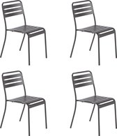 GENERIC - Set de 4 chaises de jardin CAFE - 4 x Chaise de jardin - Empilable - L.52 x l. 44 x H.79 - Acier - Anthracite - Chaises de terrasse - Chaises de salle à manger - Chaise empilable