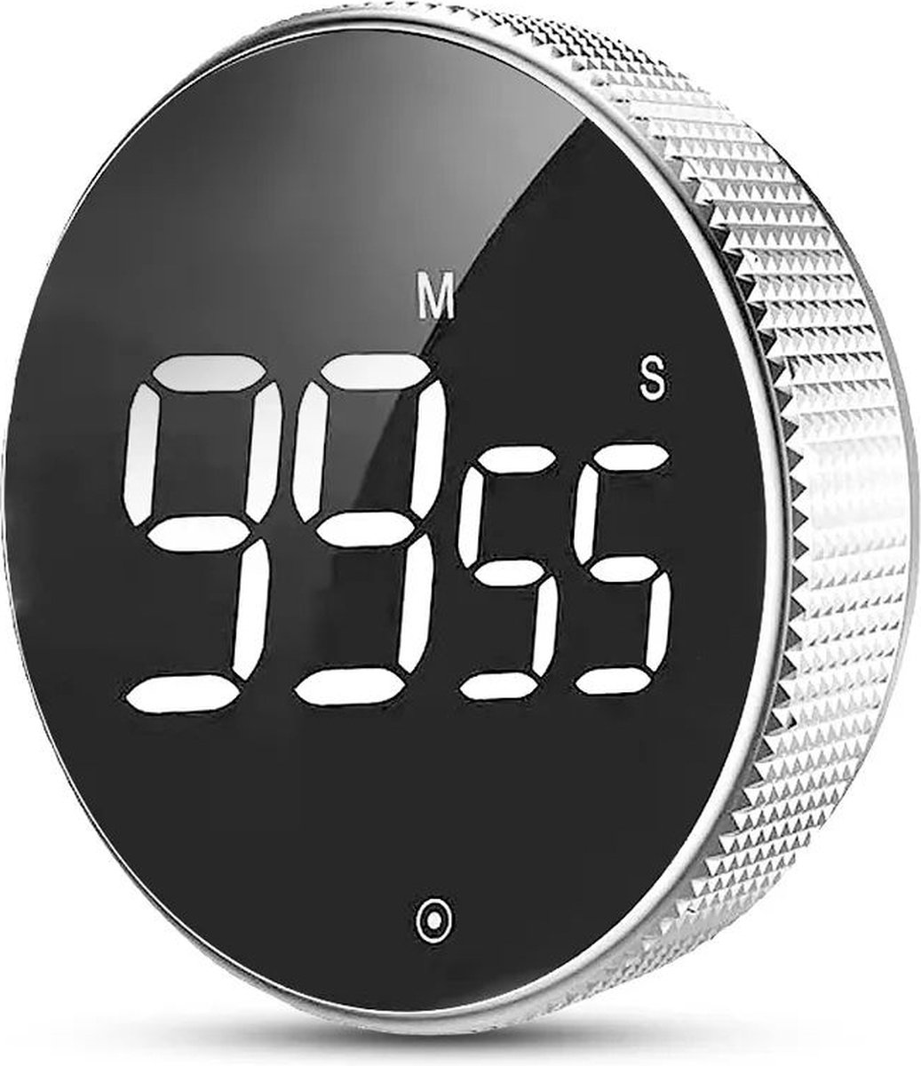 Digitale Kookwekker Zilver van METU-Online - Smart Timer - LED Display - Magnetisch met Handige Draaiknop