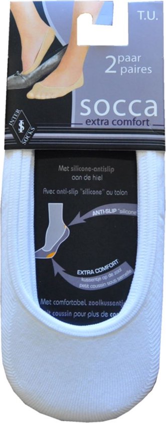 Dames socca of kousenvoetje met kussentje - multipack van 10 paar - protège pied cushion - wit- onzichtbare comfort sokjes