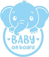 LBM autosticker baby on board - olifant - blauw