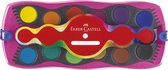Boîte aquarelle Faber-Castell - Connecteur - 12 couleurs + 1 tube de paillettes arc-en-ciel + autocollants licorne - FC-125002