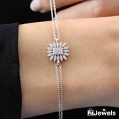 OZ Jewels Tweedradige Zilveren Zirkonium Armband met Rechthoekige Diamant - Accessoires - Liefdessieraden - Dames Armband - Valentijnsdag - Cadeau - Moederdag - Armband Meisje - Sieraden Dames - In mooie geschenkverpakking