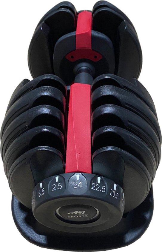 AJ-Sports Verstelbare Dumbell 24 KG - 2kg t/m 24kg - Dumbells set - Gewichten set - Halterset - Fitness gewichten - Krachttraining - Fitness - Gym - Sport - 15 Dumbells in één! - Let op PER STUK = 1 Dumbbell!